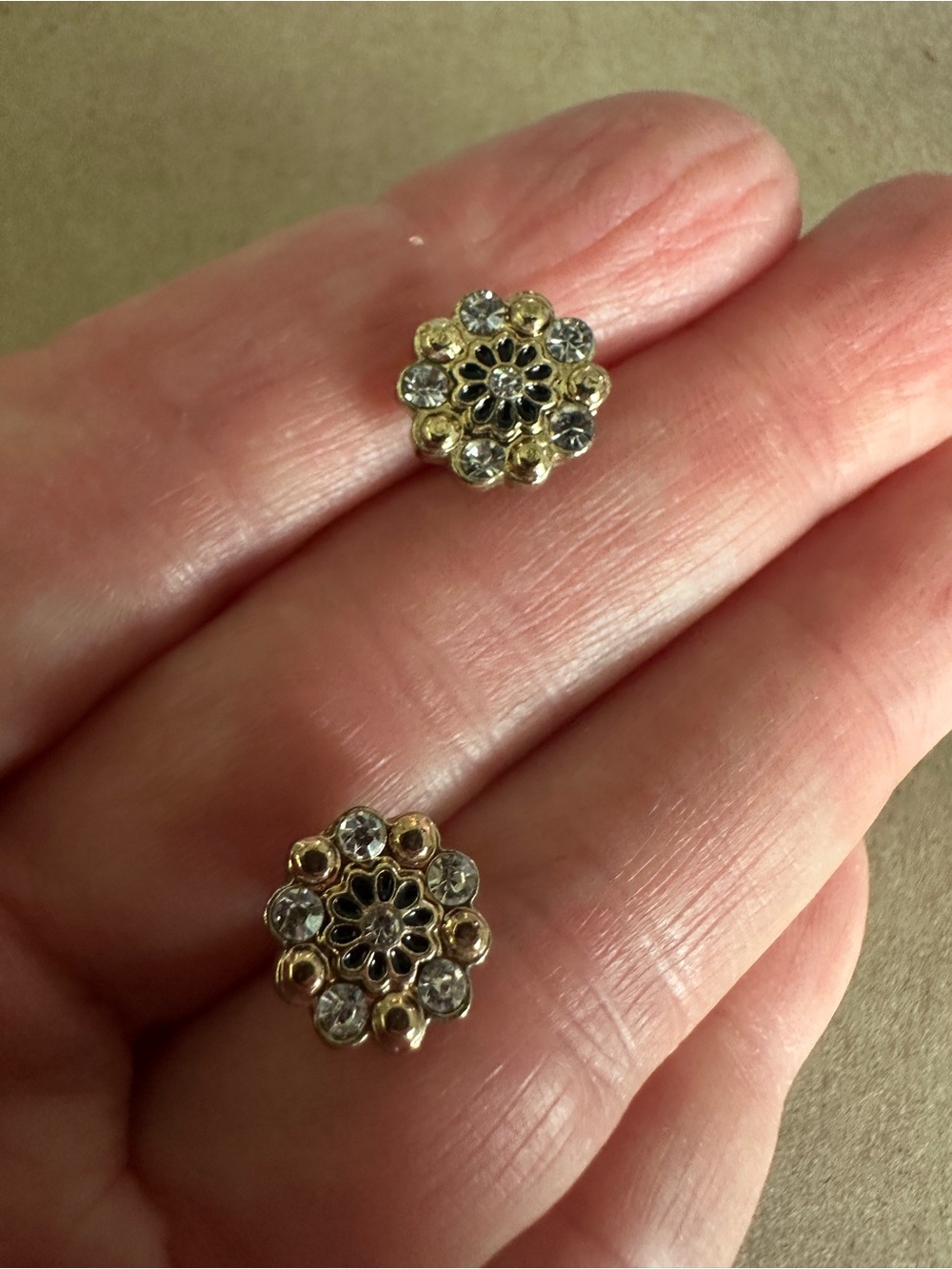 Gold Floral Crystal Stud Earrings - Elegant Women's Jewelry